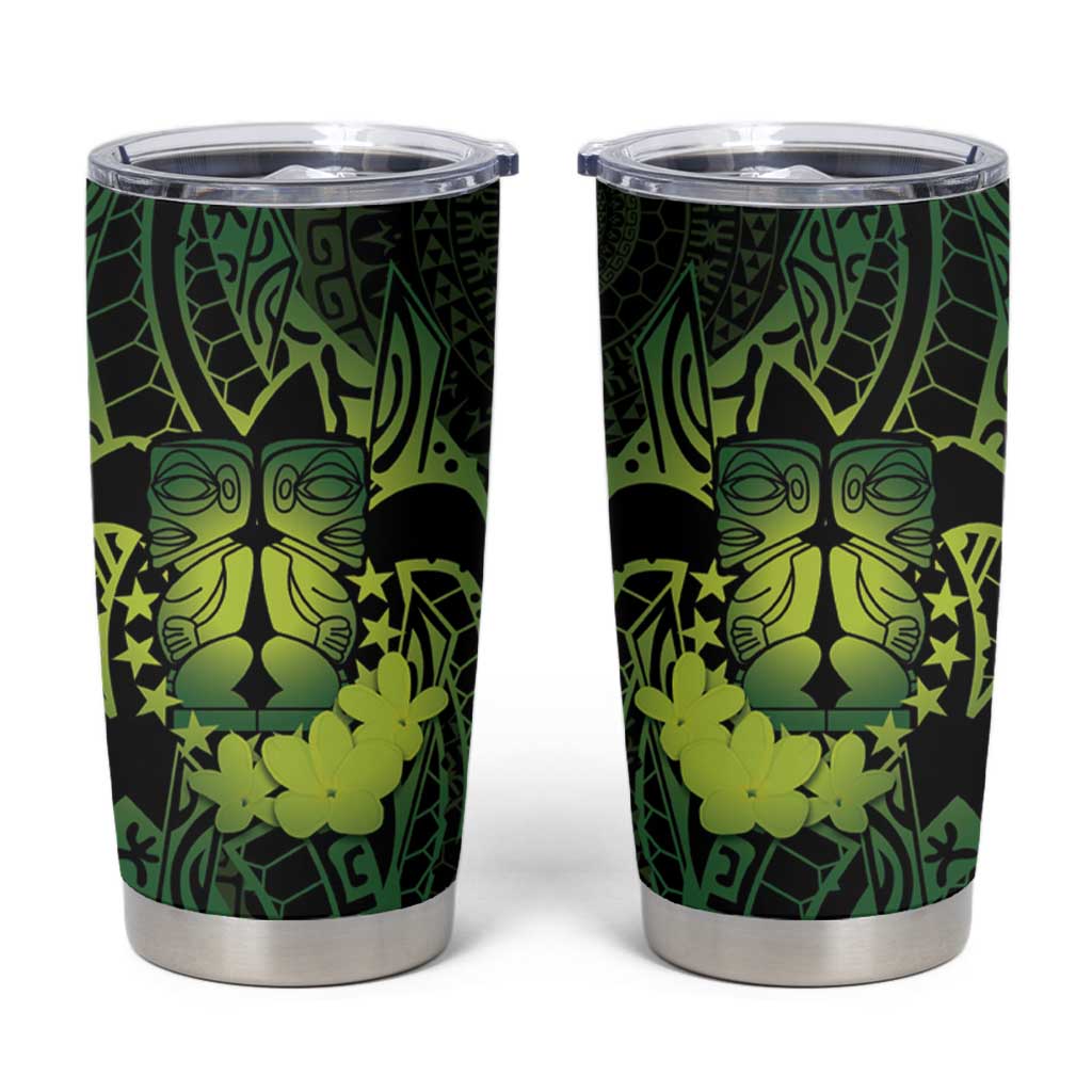 Kia Orana Kuki Airani Tumbler Cup Cook Islands Tangaroa God Tatau Green LT14 Green - Polynesian Pride
