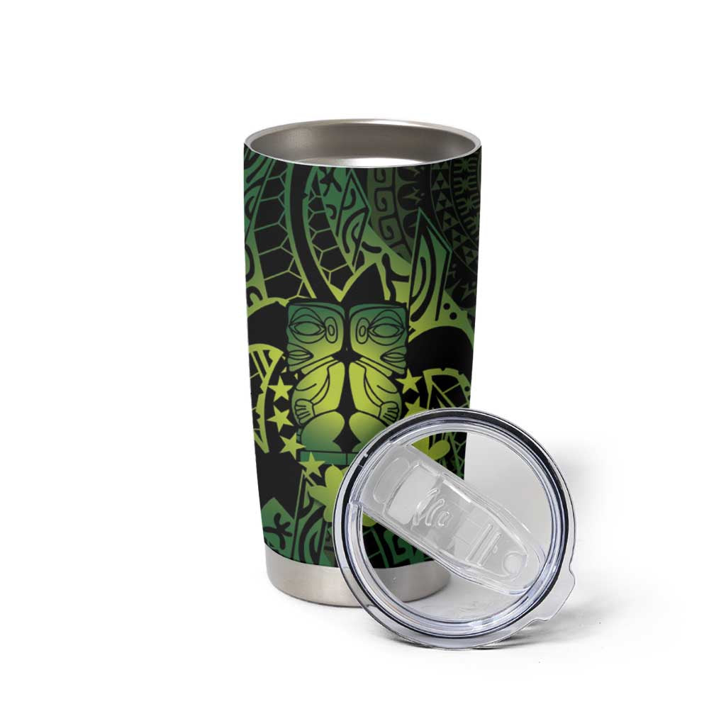Kia Orana Kuki Airani Tumbler Cup Cook Islands Tangaroa God Tatau Green LT14 - Polynesian Pride