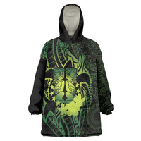 Kia Orana Kuki Airani Wearable Blanket Hoodie Cook Islands Tangaroa God Tatau Green LT14 One Size Green - Polynesian Pride