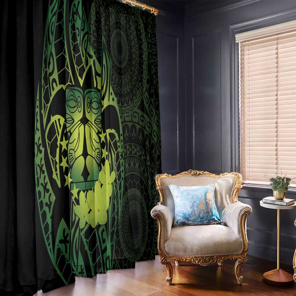 Kia Orana Kuki Airani Window Curtain Cook Islands Tangaroa God Tatau Green