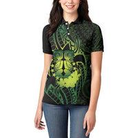 Kia Orana Kuki Airani Women Polo Shirt Cook Islands Tangaroa God Tatau Green LT14 - Polynesian Pride