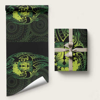 Kia Orana Kuki Airani Wrapping Paper Cook Islands Tangaroa God Tatau Green LT14 58" × 23" Green - Polynesian Pride