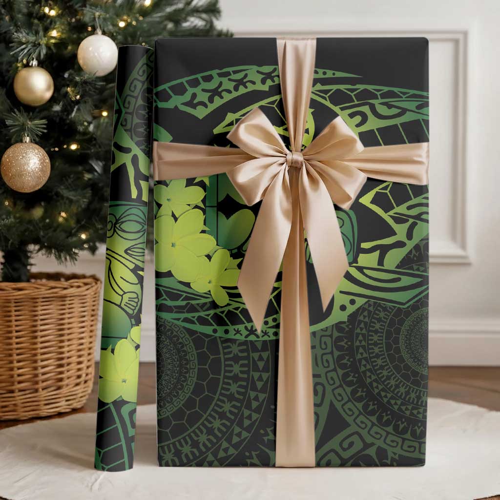 Kia Orana Kuki Airani Wrapping Paper Cook Islands Tangaroa God Tatau Green LT14 - Polynesian Pride