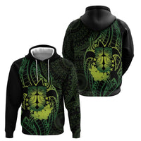 Kia Orana Kuki Airani Zip Hoodie Cook Islands Tangaroa God Tatau Green LT14 - Polynesian Pride