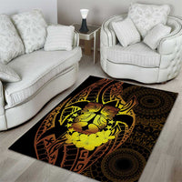Kia Orana Kuki Airani Area Rug Cook Islands Tangaroa God Tatau Gold LT14 - Polynesian Pride