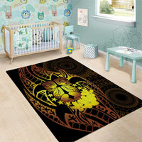 Kia Orana Kuki Airani Area Rug Cook Islands Tangaroa God Tatau Gold LT14 - Polynesian Pride