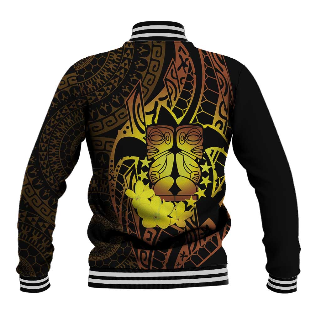 Kia Orana Kuki Airani Baseball Jacket Cook Islands Tangaroa God Tatau Gold