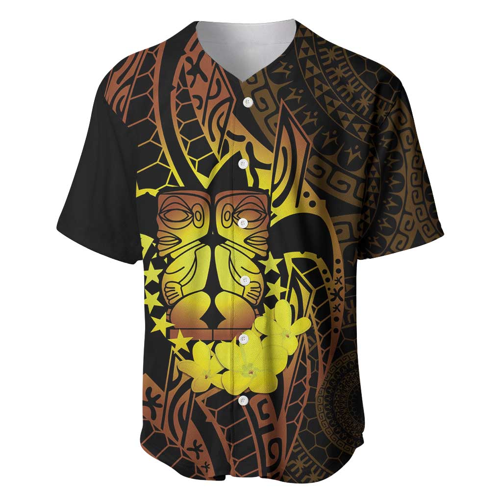 Kia Orana Kuki Airani Baseball Jersey Cook Islands Tangaroa God Tatau Gold LT14 Gold - Polynesian Pride