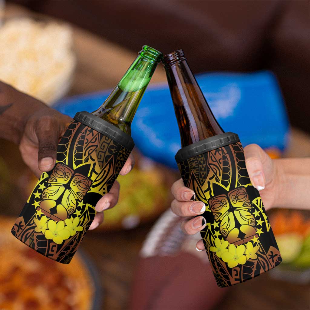 Kia Orana Kuki Airani 4 in 1 Can Cooler Tumbler Cook Islands Tangaroa God Tatau Gold LT14 - Polynesian Pride
