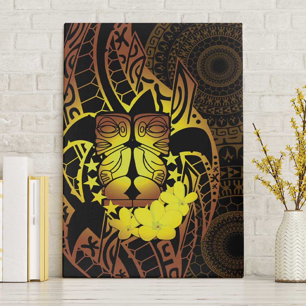 Kia Orana Kuki Airani Canvas Wall Art Cook Islands Tangaroa God Tatau Gold LT14 Without Frame Gold - Polynesian Pride