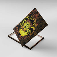Kia Orana Kuki Airani Canvas Wall Art Cook Islands Tangaroa God Tatau Gold LT14 With Frame Gold - Polynesian Pride