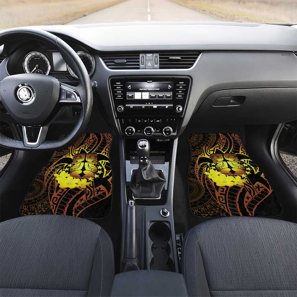 Kia Orana Kuki Airani Car Mats Cook Islands Tangaroa God Tatau Gold LT14 Set 2pcs - Front Gold - Polynesian Pride