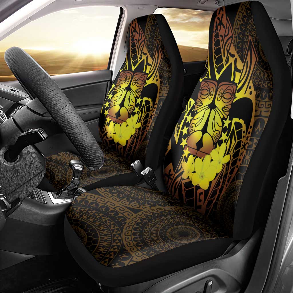 Kia Orana Kuki Airani Car Seat Cover Cook Islands Tangaroa God Tatau Gold LT14 - Polynesian Pride