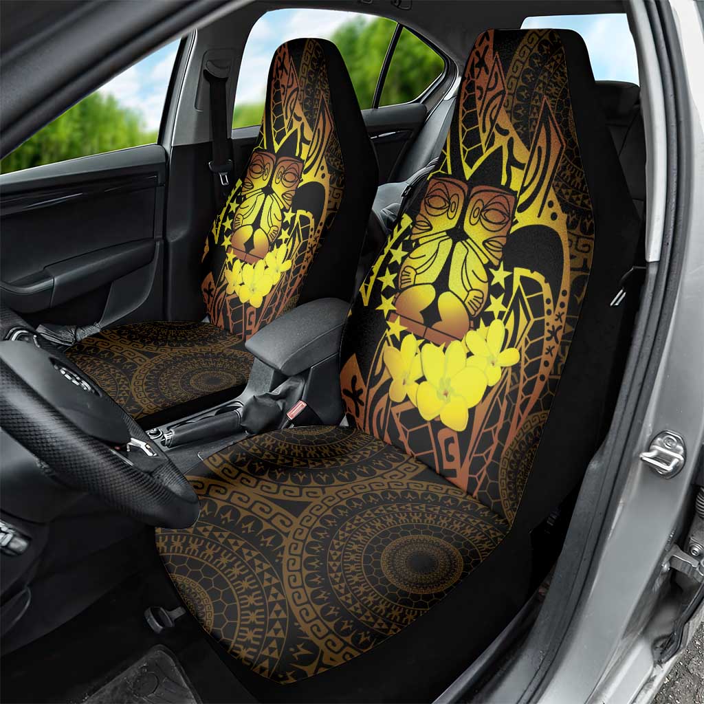 Kia Orana Kuki Airani Car Seat Cover Cook Islands Tangaroa God Tatau Gold LT14 - Polynesian Pride