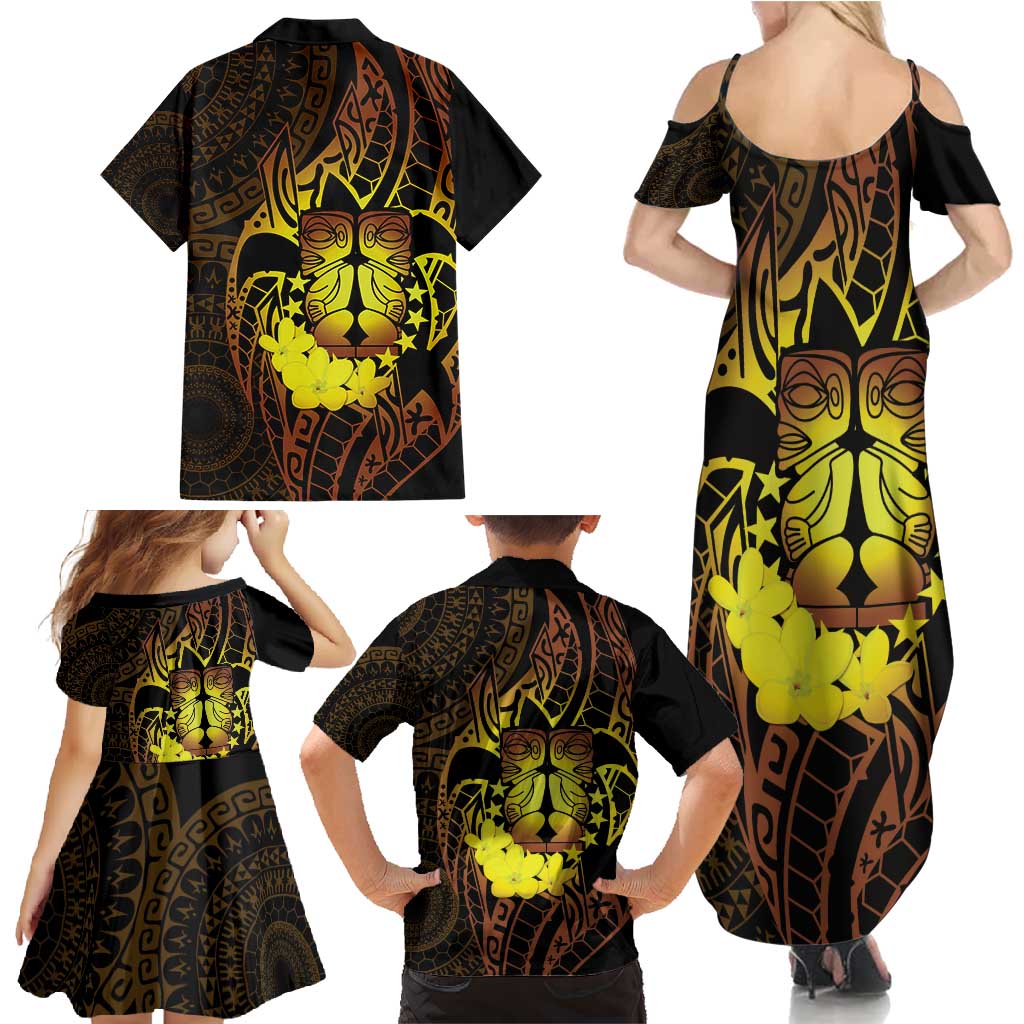 Kia Orana Kuki Airani Family Matching Summer Maxi Dress and Hawaiian Shirt Cook Islands Tangaroa God Tatau Gold LT14 - Polynesian Pride