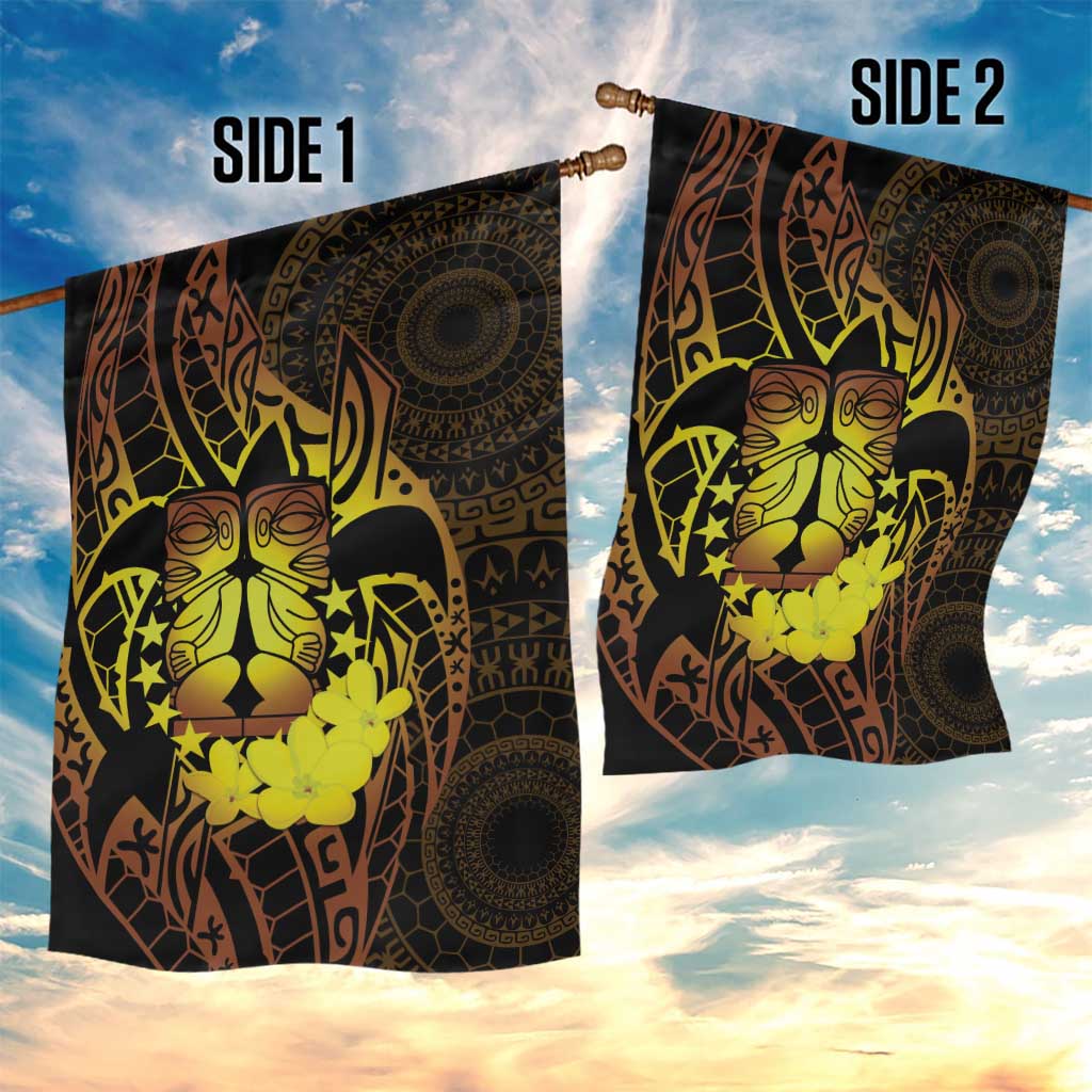 Kia Orana Kuki Airani Garden Flag Cook Islands Tangaroa God Tatau Gold LT14 - Polynesian Pride
