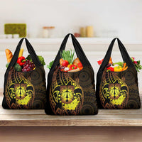Kia Orana Kuki Airani Grocery Bag Cook Islands Tangaroa God Tatau Gold LT14 3-pack One Size Gold - Polynesian Pride