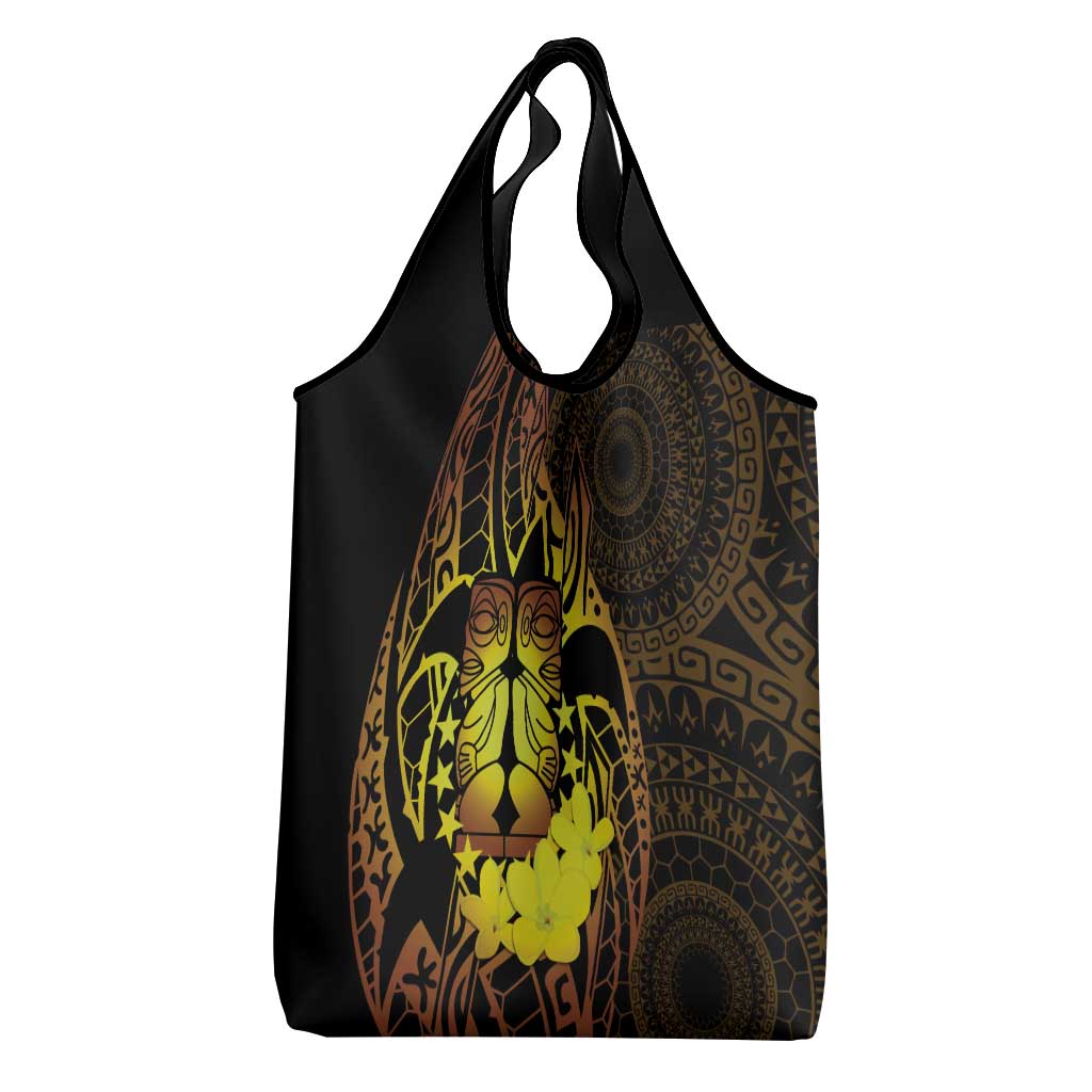 Kia Orana Kuki Airani Grocery Bag Cook Islands Tangaroa God Tatau Gold LT14 - Polynesian Pride