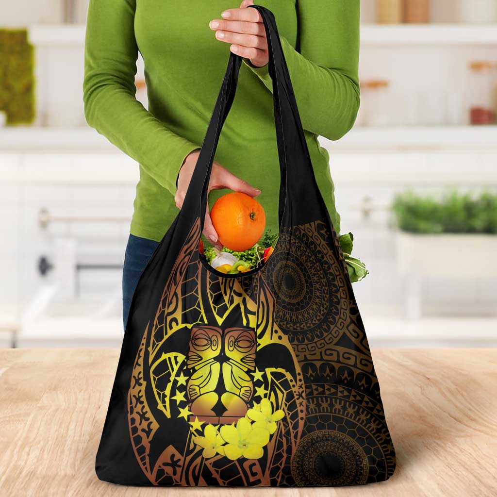 Kia Orana Kuki Airani Grocery Bag Cook Islands Tangaroa God Tatau Gold LT14 - Polynesian Pride