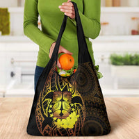 Kia Orana Kuki Airani Grocery Bag Cook Islands Tangaroa God Tatau Gold LT14 - Polynesian Pride
