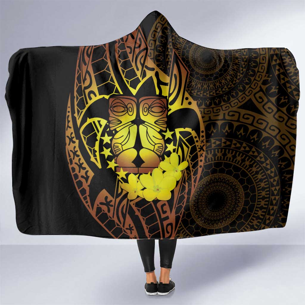 Kia Orana Kuki Airani Hooded Blanket Cook Islands Tangaroa God Tatau Gold LT14 One Size Gold - Polynesian Pride