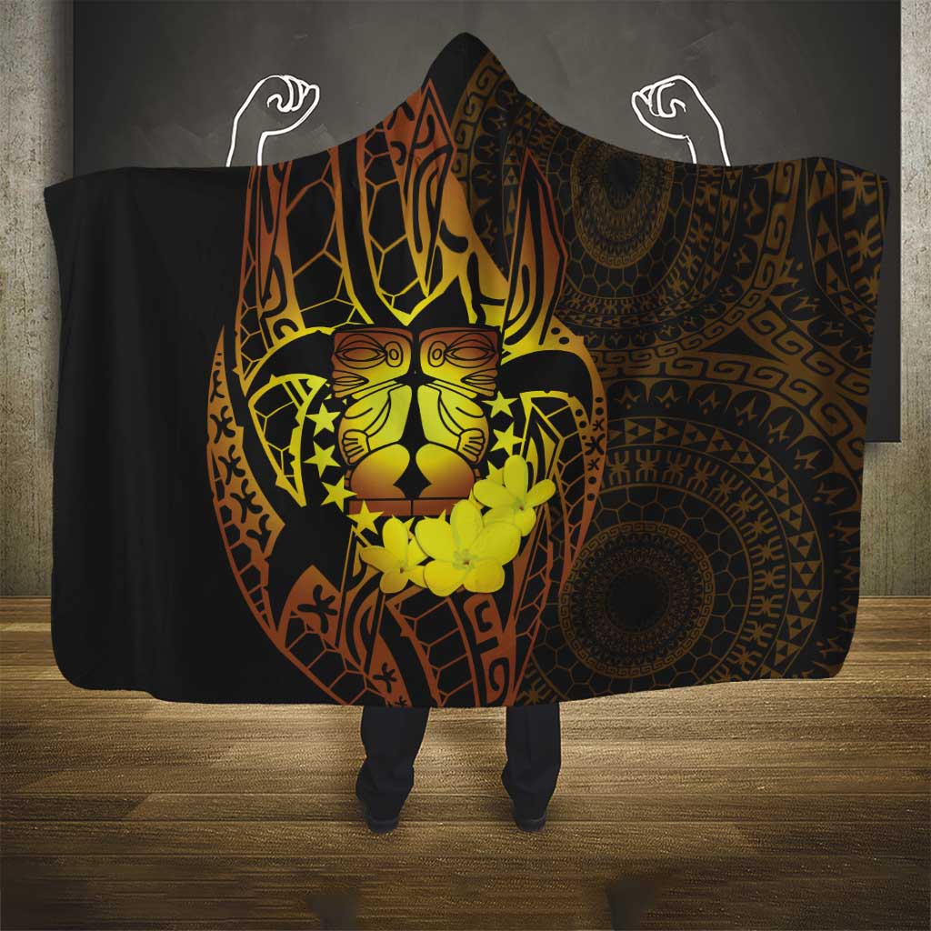 Kia Orana Kuki Airani Hooded Blanket Cook Islands Tangaroa God Tatau Gold LT14 - Polynesian Pride