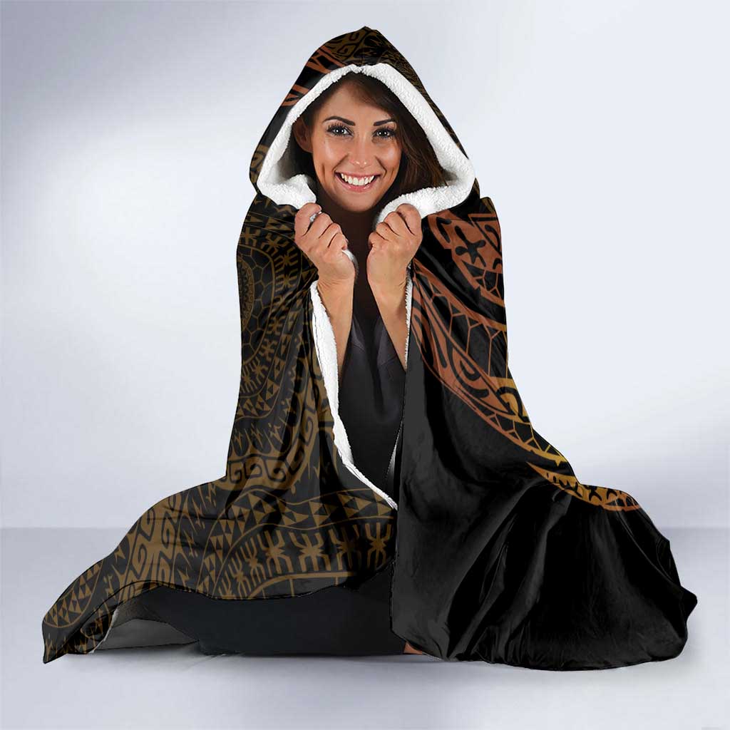 Kia Orana Kuki Airani Hooded Blanket Cook Islands Tangaroa God Tatau Gold LT14 - Polynesian Pride