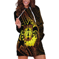 Kia Orana Kuki Airani Hoodie Dress Cook Islands Tangaroa God Tatau Gold LT14 Gold - Polynesian Pride