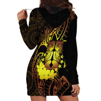 Kia Orana Kuki Airani Hoodie Dress Cook Islands Tangaroa God Tatau Gold LT14 - Polynesian Pride