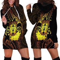 Kia Orana Kuki Airani Hoodie Dress Cook Islands Tangaroa God Tatau Gold LT14 - Polynesian Pride