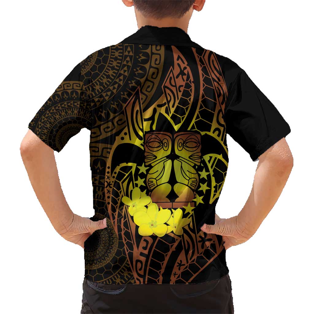 Kia Orana Kuki Airani Kid Hawaiian Shirt Cook Islands Tangaroa God Tatau Gold LT14 - Polynesian Pride
