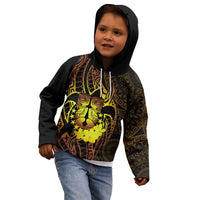 Kia Orana Kuki Airani Kid Hoodie Cook Islands Tangaroa God Tatau Gold LT14 - Polynesian Pride