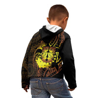 Kia Orana Kuki Airani Kid Hoodie Cook Islands Tangaroa God Tatau Gold LT14 - Polynesian Pride