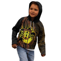 Kia Orana Kuki Airani Kid Hoodie Cook Islands Tangaroa God Tatau Gold LT14 - Polynesian Pride