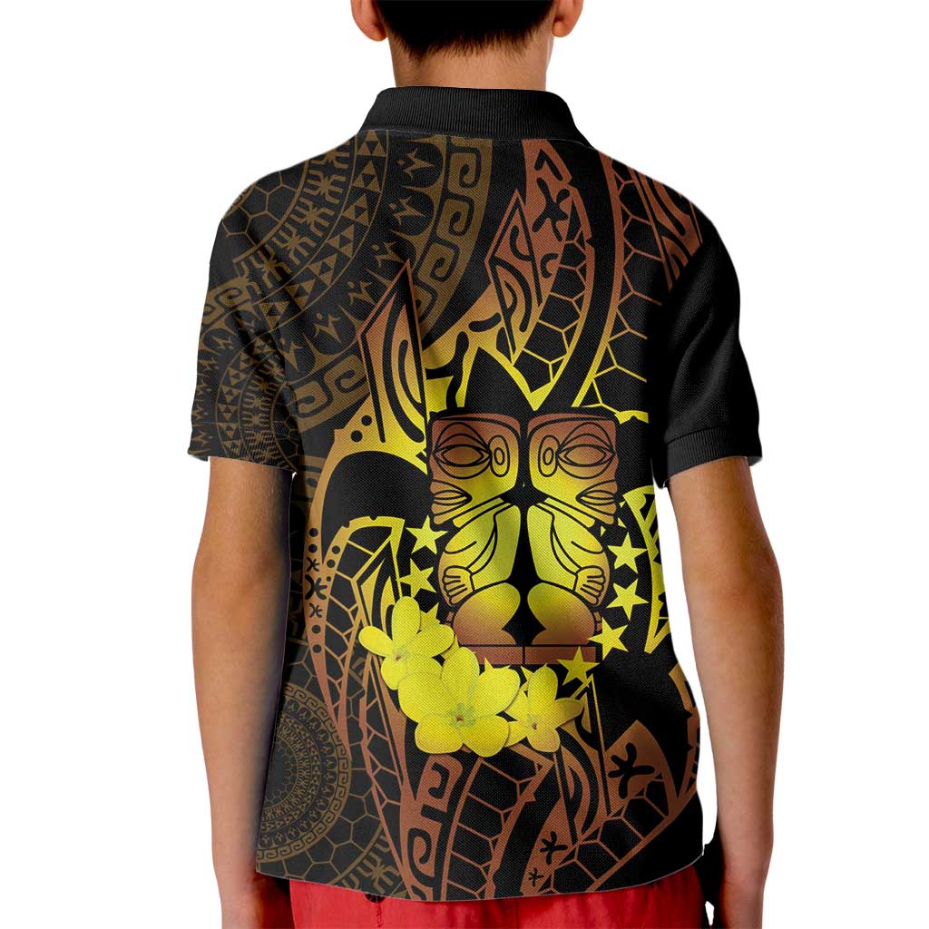 Kia Orana Kuki Airani Kid Polo Shirt Cook Islands Tangaroa God Tatau Gold LT14 - Polynesian Pride