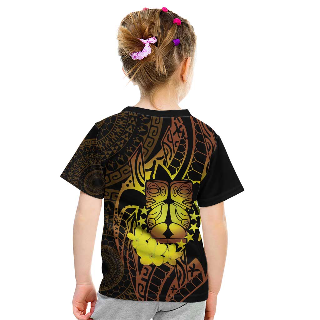 Kia Orana Kuki Airani Kid T Shirt Cook Islands Tangaroa God Tatau Gold LT14 - Polynesian Pride