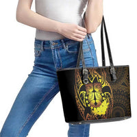 Kia Orana Kuki Airani Leather Tote Bag Cook Islands Tangaroa God Tatau Gold LT14 - Polynesian Pride