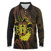 Kia Orana Kuki Airani Long Sleeve Polo Shirt Cook Islands Tangaroa God Tatau Gold LT14 Gold - Polynesian Pride