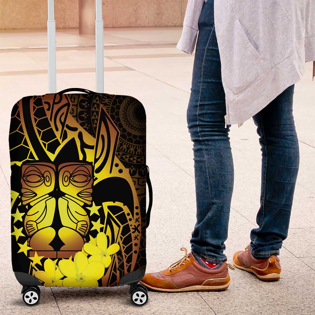 Kia Orana Kuki Airani Luggage Cover Cook Islands Tangaroa God Tatau Gold LT14 Gold - Polynesian Pride