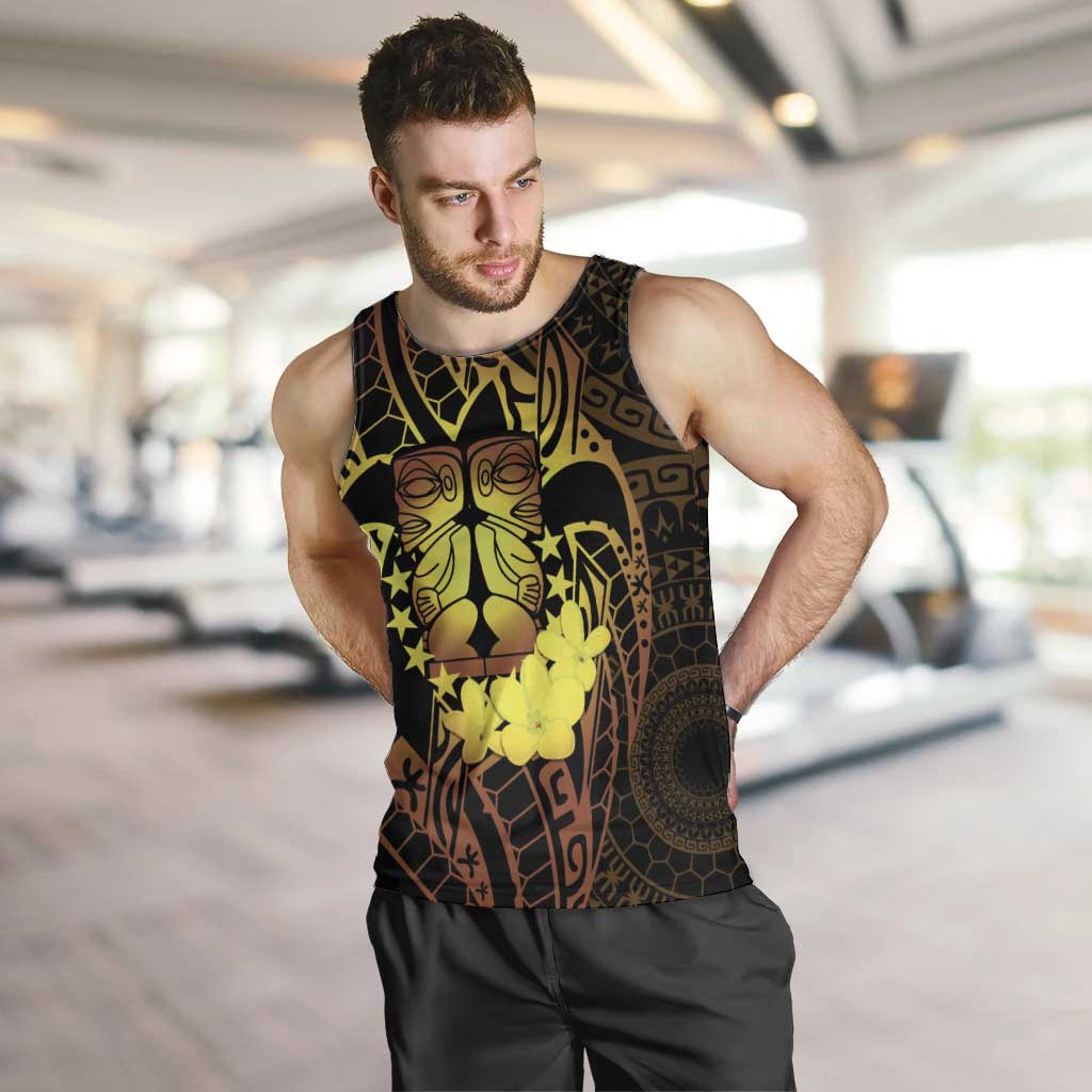 Kia Orana Kuki Airani Men Tank Top Cook Islands Tangaroa God Tatau Gold LT14 Gold - Polynesian Pride