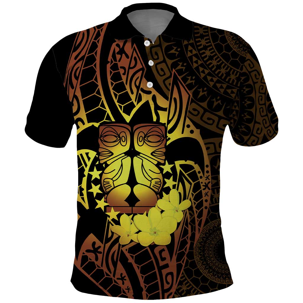 Kia Orana Kuki Airani Polo Shirt Cook Islands Tangaroa God Tatau Gold LT14 Gold - Polynesian Pride