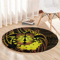 Kia Orana Kuki Airani Round Carpet Cook Islands Tangaroa God Tatau Gold LT14 - Polynesian Pride