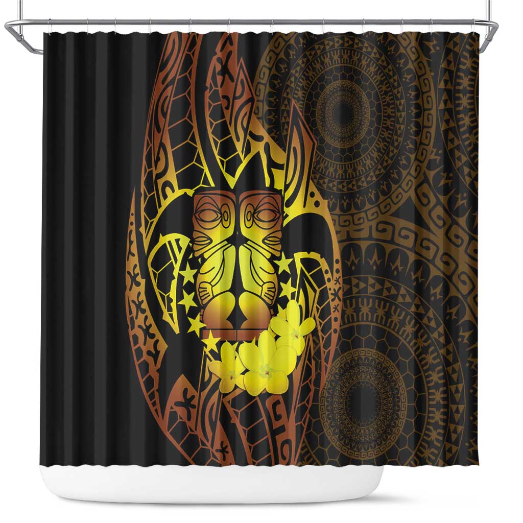 Kia Orana Kuki Airani Shower Curtain Cook Islands Tangaroa God Tatau Gold LT14 Gold - Polynesian Pride