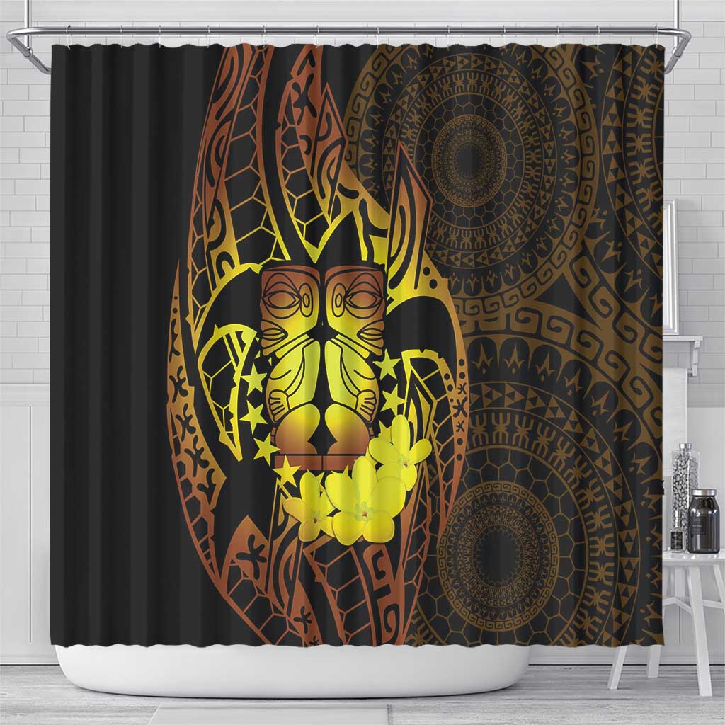 Kia Orana Kuki Airani Shower Curtain Cook Islands Tangaroa God Tatau Gold LT14 - Polynesian Pride