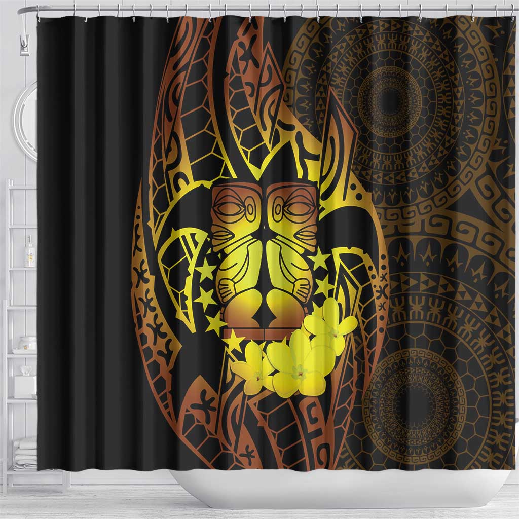 Kia Orana Kuki Airani Shower Curtain Cook Islands Tangaroa God Tatau Gold LT14 - Polynesian Pride