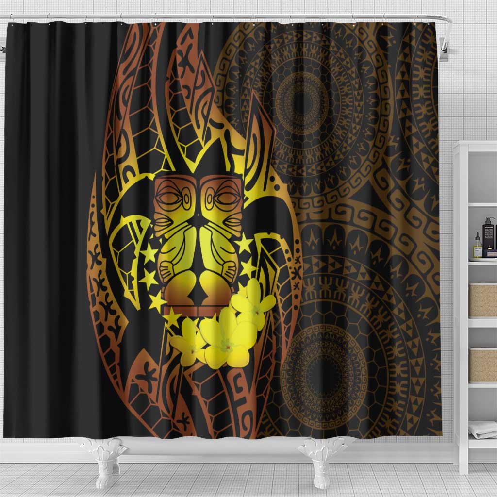 Kia Orana Kuki Airani Shower Curtain Cook Islands Tangaroa God Tatau Gold LT14 - Polynesian Pride