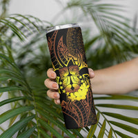 Kia Orana Kuki Airani Skinny Tumbler Cook Islands Tangaroa God Tatau Gold LT14 - Polynesian Pride