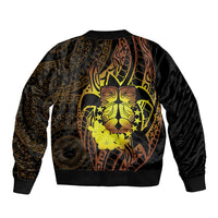 Kia Orana Kuki Airani Sleeve Zip Bomber Jacket Cook Islands Tangaroa God Tatau Gold LT14 - Polynesian Pride