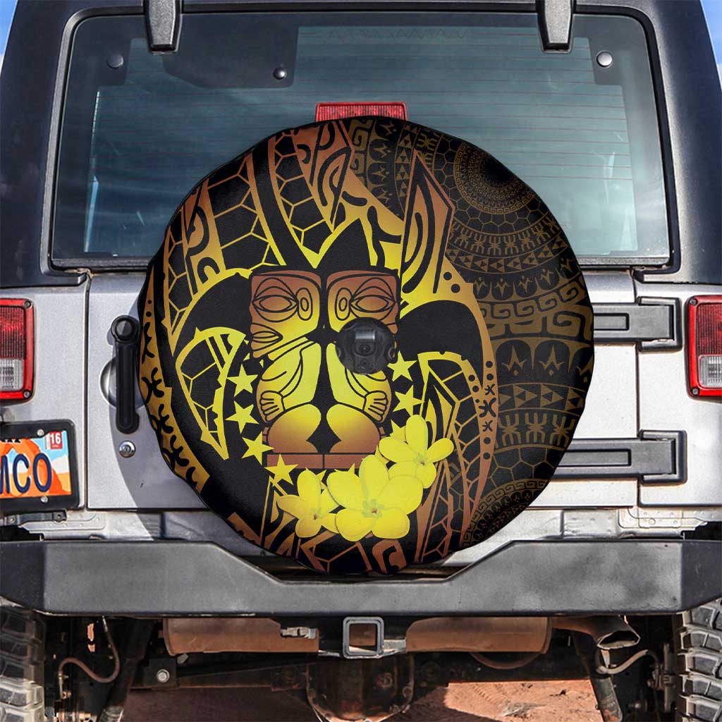 Kia Orana Kuki Airani Spare Tire Cover Cook Islands Tangaroa God Tatau Gold LT14 Gold - Polynesian Pride