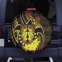 Kia Orana Kuki Airani Spare Tire Cover Cook Islands Tangaroa God Tatau Gold LT14 No hole Gold - Polynesian Pride